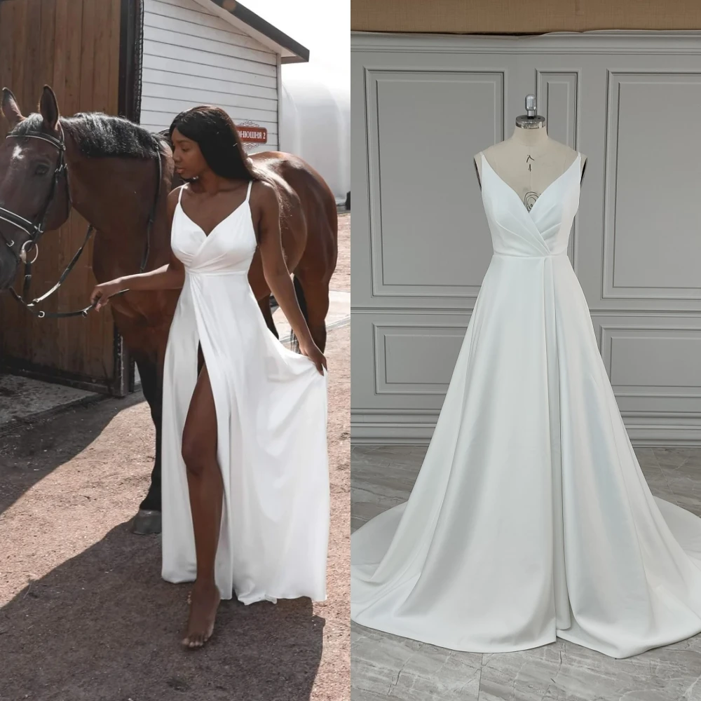 12020# Real Photos Boho Spaghetti Straps High Side Slit Wedding Dress Low Back Sweep Train Bride Gown For Women Vestido De Novia
12020# Real Photos Boho Spaghetti Straps High Side Slit Wedding Dress Low Back Sweep Train Bride Gown For Women Vestido De Novia