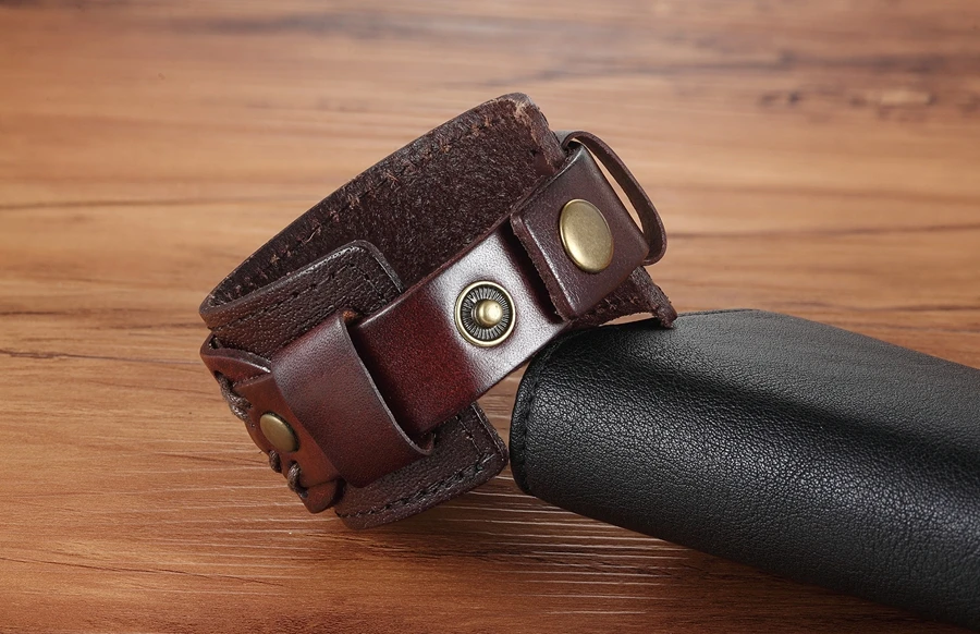 Tyo fecho duplo preto & marrom cor pulseira de couro do plutônio 18-20cm tamanho cinto pulseiras para festa de aniversário presente atacado Tyo fecho duplo preto & marrom cor pulseira de couro do plutônio 18-20cm tamanho cinto pulseiras para festa de aniversário presente atacado