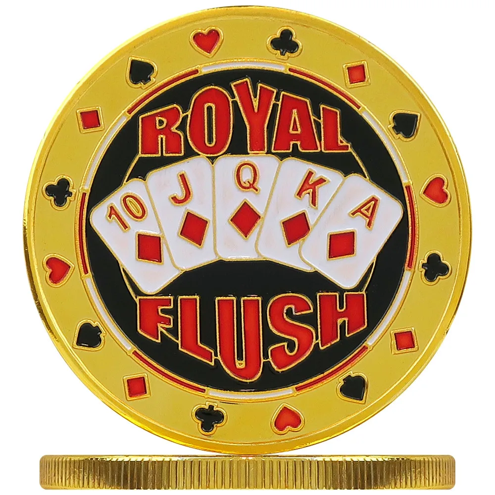 Royal Flush покерная монета Металлические банкерные чипы, пресс-карта, покерные чипы, аксессуары, сувенир
Royal Flush покерная монета Металлические банкерные чипы, пресс-карта, покерные чипы, аксессуары, сувенир