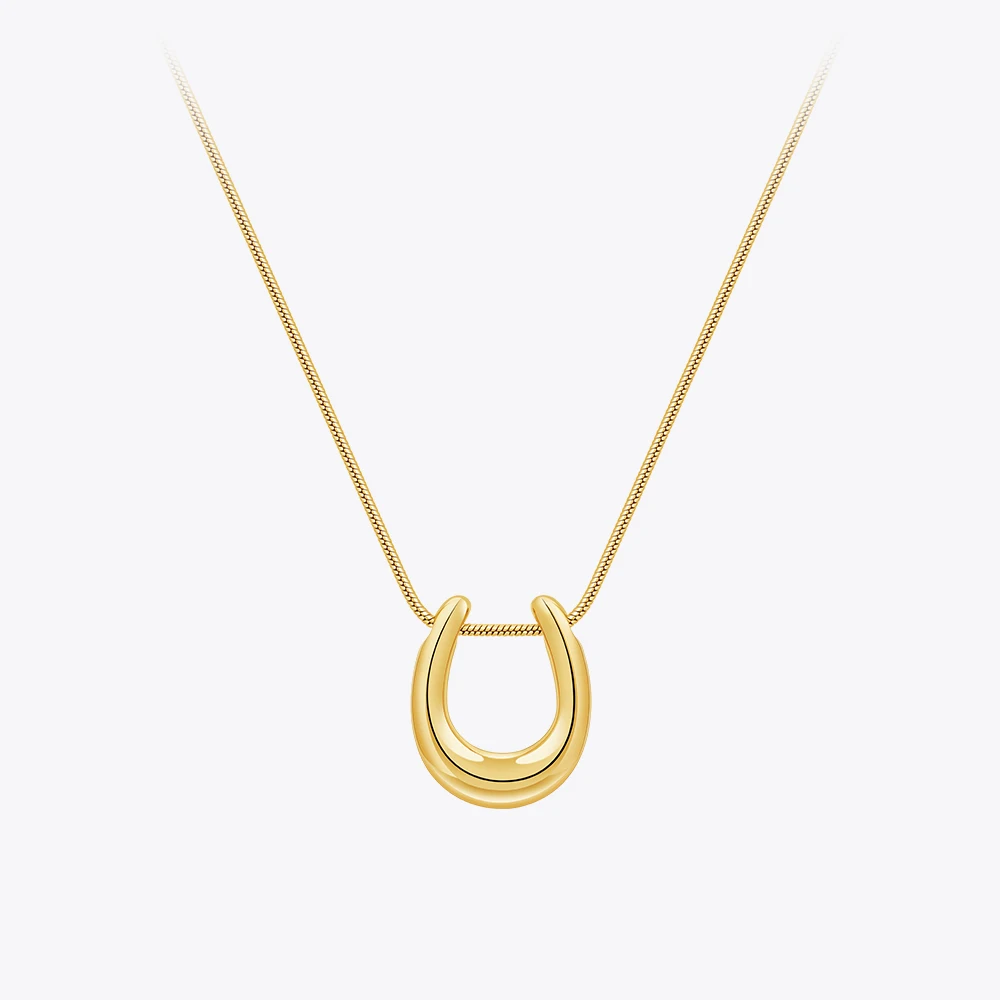 

ENFASHION U Shape Snake Chain Pendant Necklace For Women's Para Mujer Stainless Steel 18k Gold Plated Classy Jewelry Gift 243447