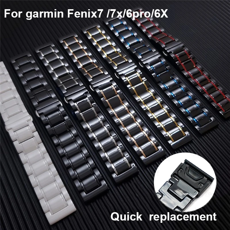 

26 22 MM Watchband For Garmin Fenix 6 6X Pro 5 5S 5X Plus 3HR Fenix7 7X Ceramic Quick Release Watch Easyfit Wrist Band Strap