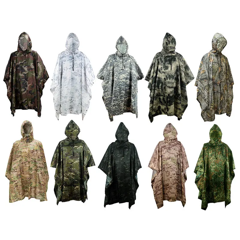 

Portable Camouflage Waterproof Fabric Rain Protection Cape Woodland Adult Poncho Raincoat Cloak Travel Rainproof Motorcycle Man