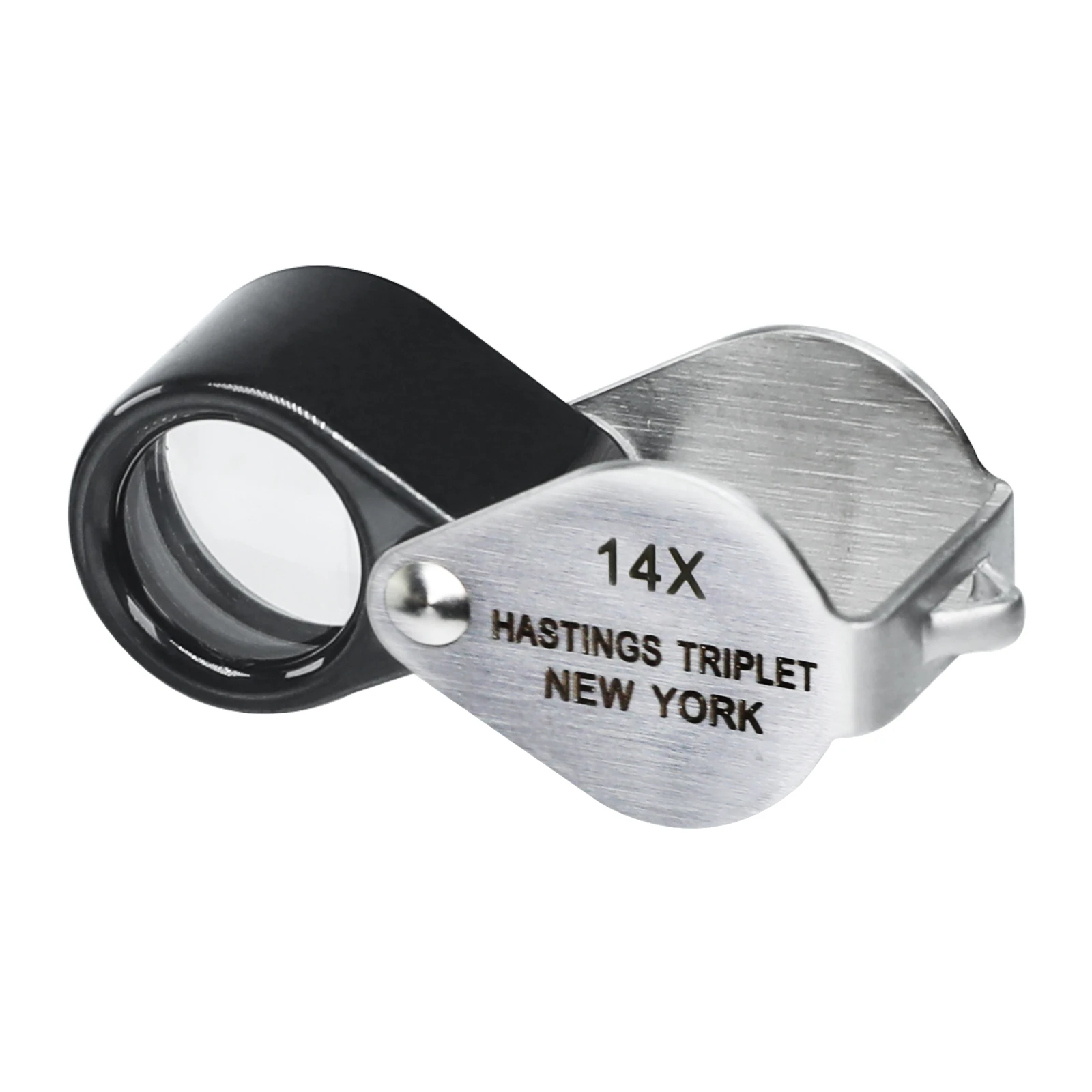 14x Magnification Hasting Jewelry Mini Loupe Optical Glass Triplet Lens Stainless Steel Body Foldaway Pocket Magnifying Tool
14x Magnification Hasting Jewelry Mini Loupe Optical Glass Triplet Lens Stainless Steel Body Foldaway Pocket Magnifying Tool