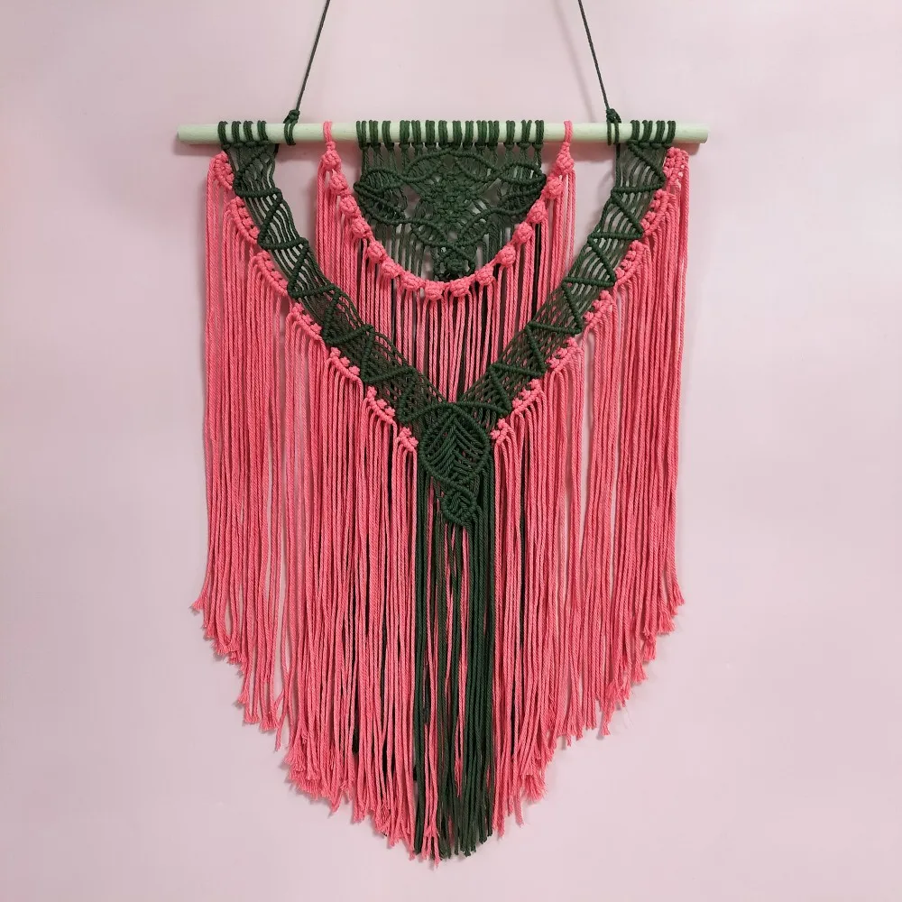 Colorful Macrame Nursery Wall Tapestry - Olive Green & Watermelon Red 3 Ad24d63b0611541a9b74694d1492bf08eV