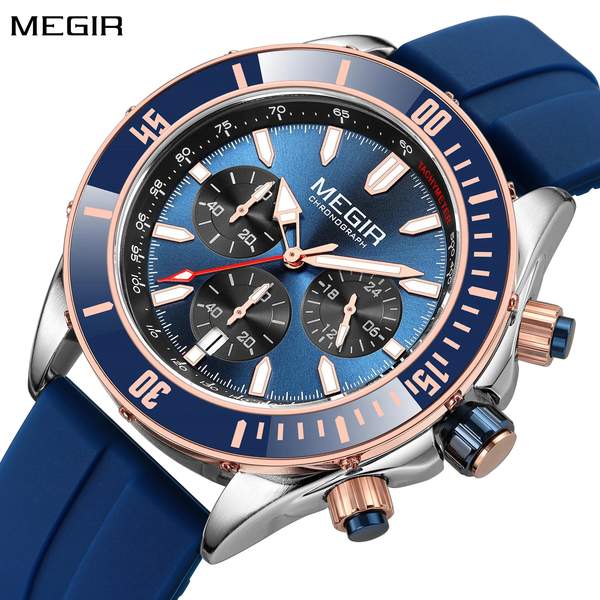 

MEGIR Watch with Chronograph Men Fashion Quartz Military Waterproof Calendar Business Casual Wrist Watches Clock Montre Homme