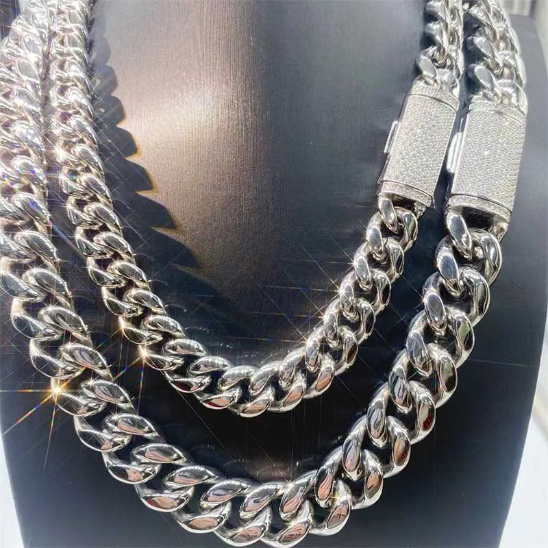 Cuban Moissanite Necklace Men Stainless Steel 18mm Link Chain Neckalces Hiphop Jewelry Buckles Iced Diamond Pendientes Pass Test
Cuban Moissanite Necklace Men Stainless Steel 18mm Link Chain Neckalces Hiphop Jewelry Buckles Iced Diamond Pendientes Pass Test
