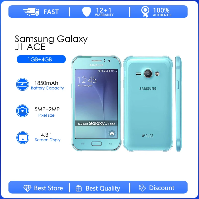 

Samsung Galaxy J1 Ace Refurbished-original unlocked 4G J110 Dual sim Android 4GB ROM Wifi GPS Duad Core 4.3" touch screen phone