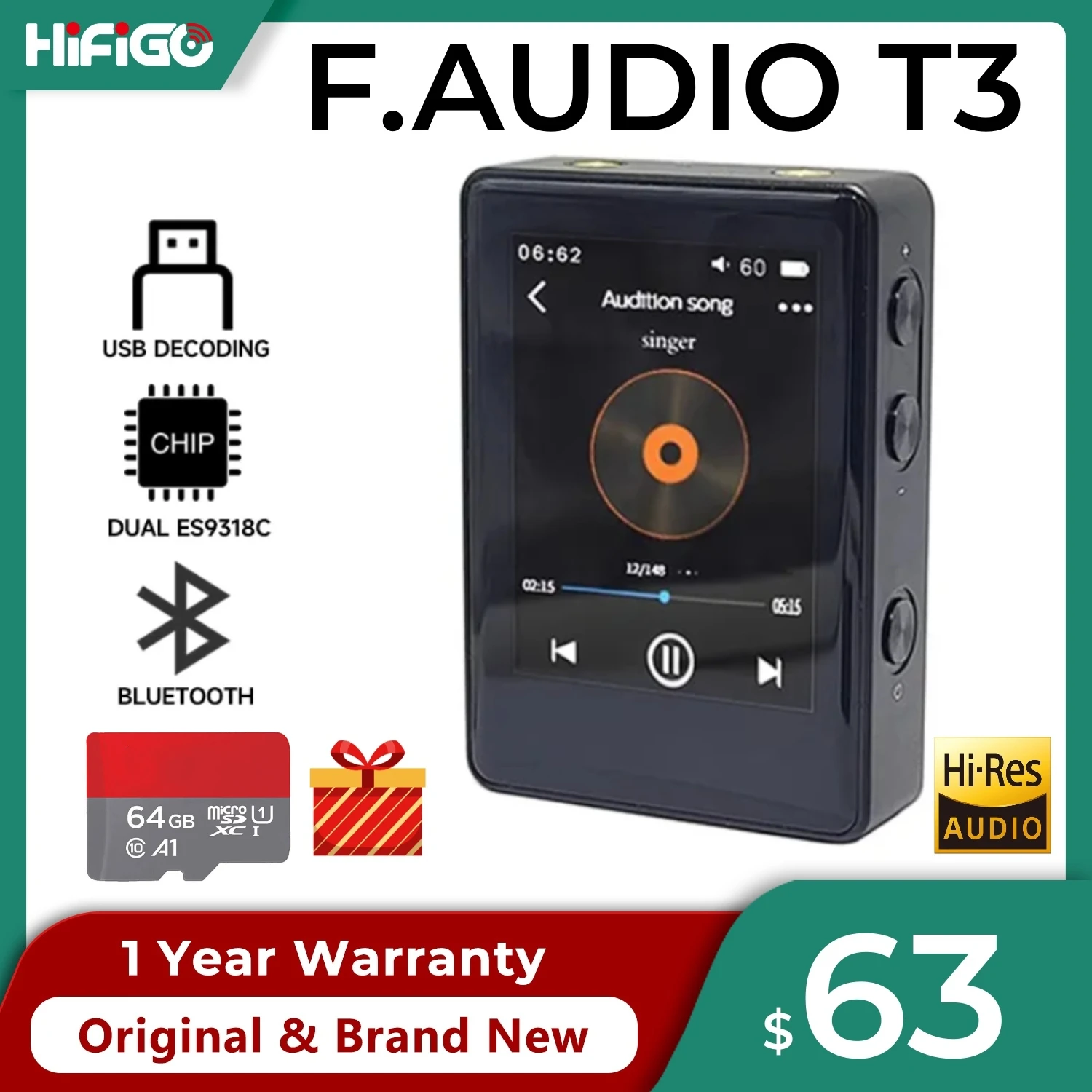 Музыкальный плеер F.AUDIO T3 Bluetooth MP3 портативный сенсорный экран Hi-res USB DAC Walkman PCM 32 бит 768 кГц DSD256 аудио плеер без потерь
Музыкальный плеер F.AUDIO T3 Bluetooth MP3 портативный сенсорный экран Hi-res USB DAC Walkman PCM 32 бит 768 кГц DSD256 аудио плеер без потерь