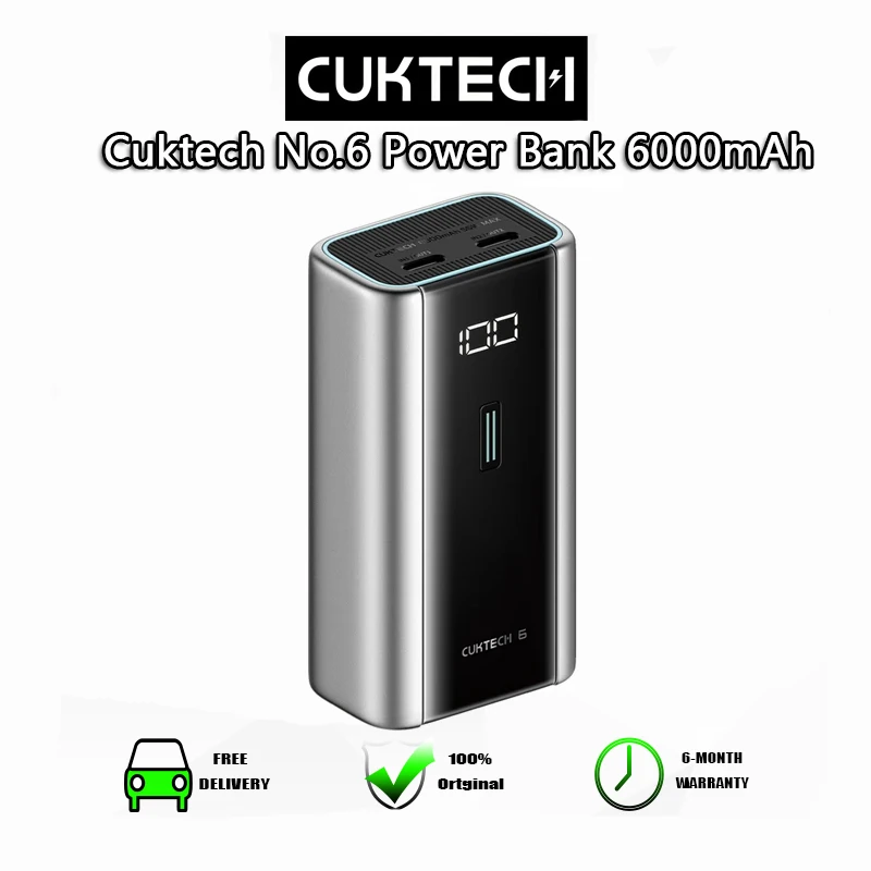 Cuktech No.6 Внешний Аккумулятор 6000 мАч PB060 USB C 55 Вт макс. выход Быстрая зарядка мини внешний аккумулятор
Cuktech No.6 Внешний Аккумулятор 6000 мАч PB060 USB C 55 Вт макс. выход Быстрая зарядка мини внешний аккумулятор