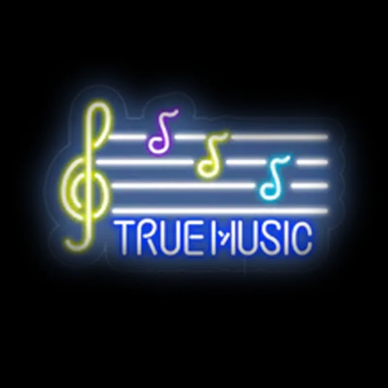 

Neon Sign True Music Neon Bulb Sign Note 10kv Anime Room Decor Inside Retro Wall sign Vintage Neon Beer Club Fill Gas Glass Lamp