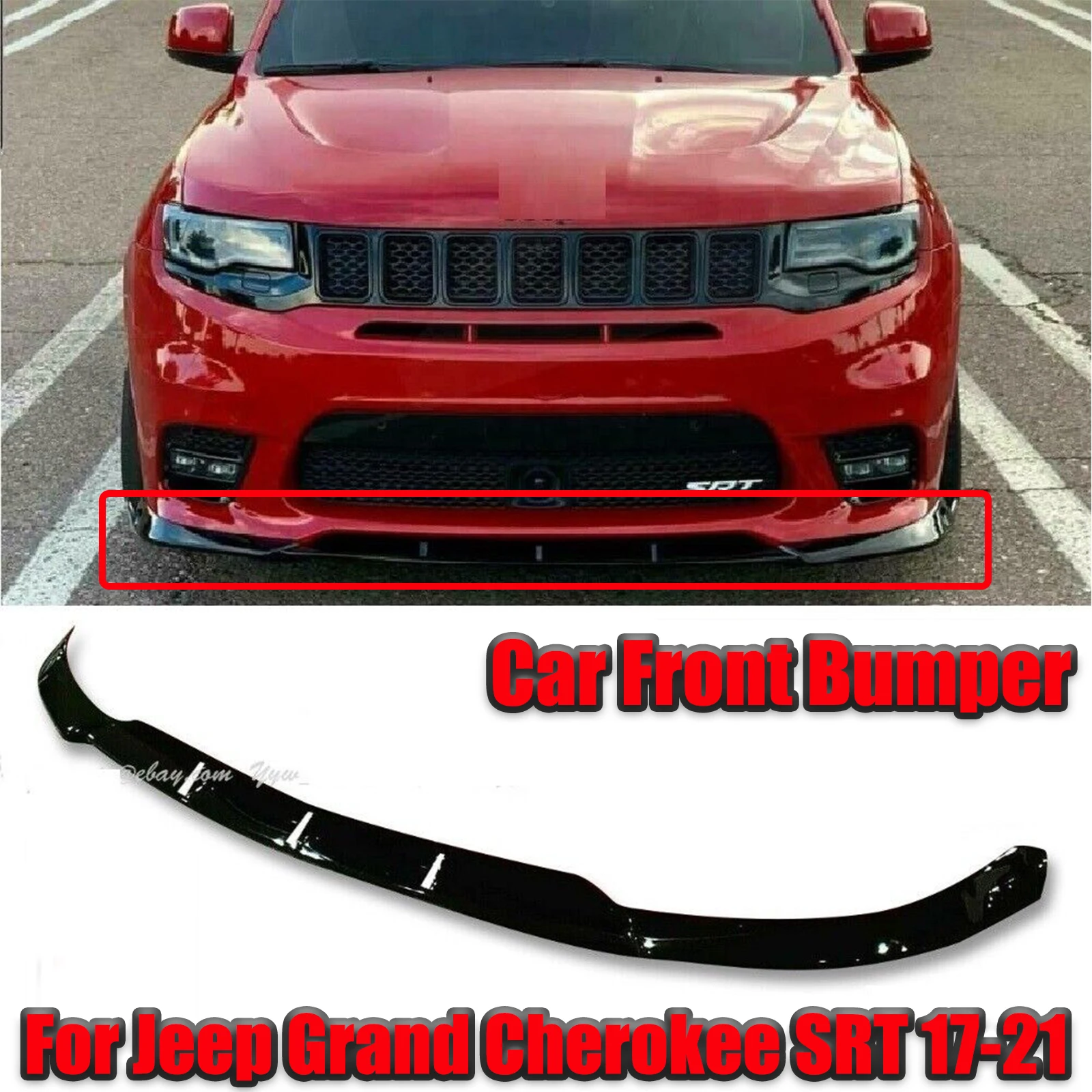 

3 шт., сплиттер для переднего бампера автомобиля Jeep Grand Cherokee SRT 2017-2021, матовый черный глянцевый черный из углеродного волокна