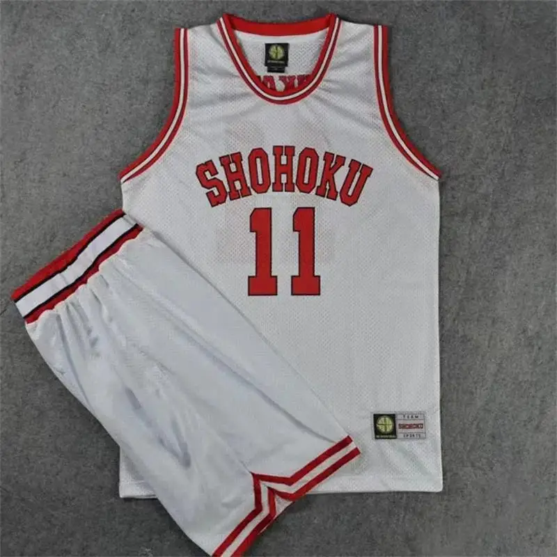 Anime Shohoku School Basketball Team Jersey Sets Slam Dunk Rukawa Hanamichi Sakuragi White 11 Jersey Set Cosplay Costume Uniform 
Anime Shohoku School Basketball Team Jersey Sets Slam Dunk Rukawa Hanamichi Sakuragi White 11 Jersey Set Cosplay Costume Uniform