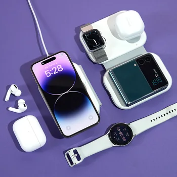 폴드A 3in1 접이식 무선 충전기 안드로이드 갤럭시 휴대용 고속 충전 거치대 버즈 갤럭시워치 호환 상품 이미지