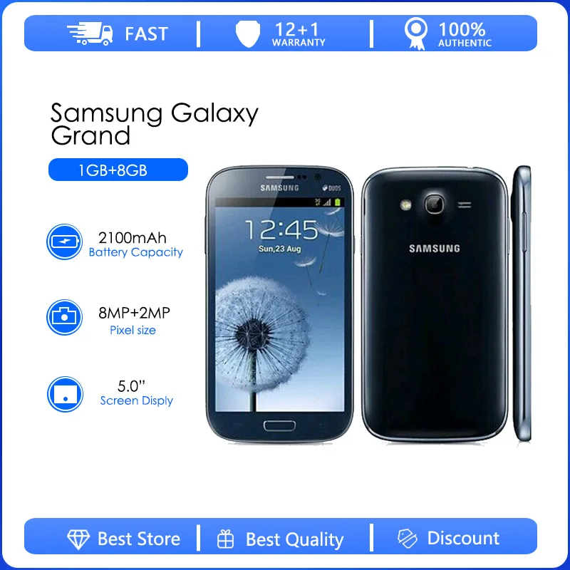 

Samsung Galaxy Grand i9082 Refurbished-Unlocked Original i8550 mobile phone 8MP Dual-core 1GB RAM 8GB ROM Android phone