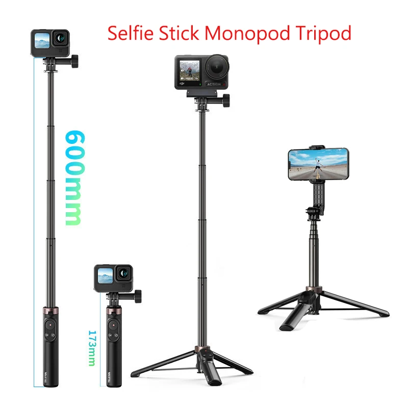 

TELESIN For DJI Action 4 3 GoPro 12 11 Max Remote Control Wireless Bluetooth Selfie Stick Monopod Tripod For IPhone 14 Pro Max