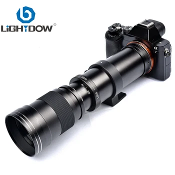 Lightdow 초망원 수동 줌 렌즈, 소니, 캐논, 니콘, 펜탁스, 올림푸스 카메라용, T2 링 어댑터 포함, 420-800mm F8.3-16