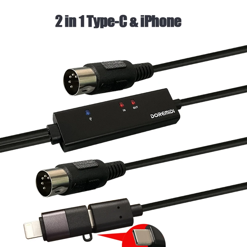 5 Pins MIDI Cable to usb USBC suitable Type-C MIDI Interface for ipad connection musical instrument Roland drum electronic drum 5 Pins MIDI Cable to usb USBC suitable Type-C MIDI Interface for ipad connection musical instrument Roland drum electronic drum