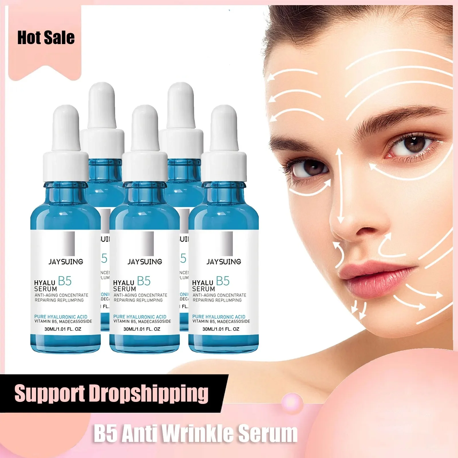 

Anti Wrinkle Serum Pure Hyaluronic Acid Lifting Firming Fine Lines Reduce Lightening Dark Circle Shrink Pores Hyalu B5 Essence