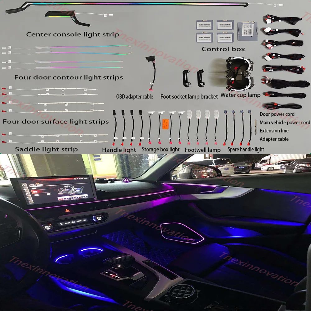 

Audi 2017-2023 A4/S4 (B9 platform) 32 color dedicated ambient light Luminous horn cover Audi crystal gear lever
