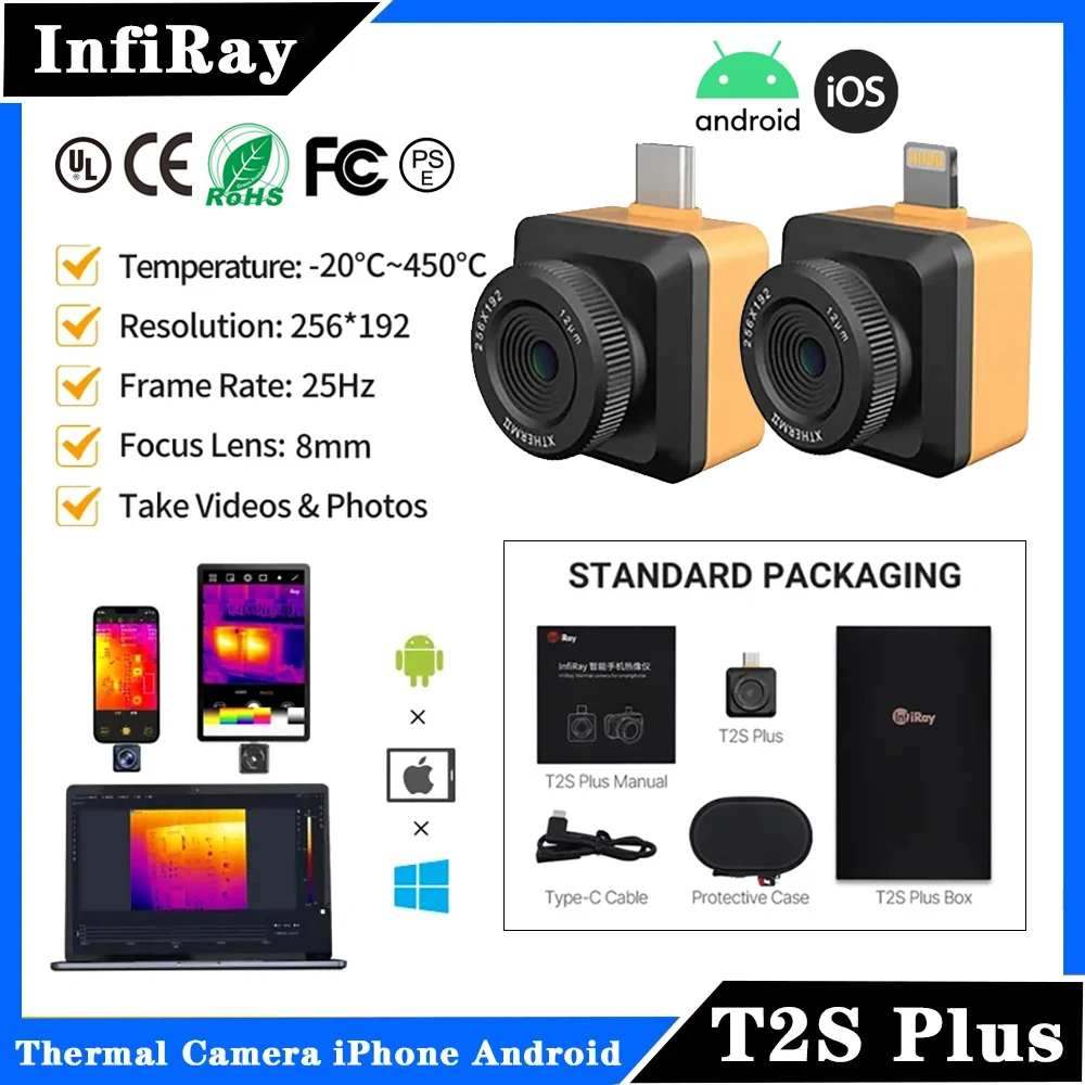 

Тепловизионная камера InfiRay T2S Plus для телефона, тепловизор для отопления пола, ОВКВ, электрическая печатная плата, инфракрасный тепловизор