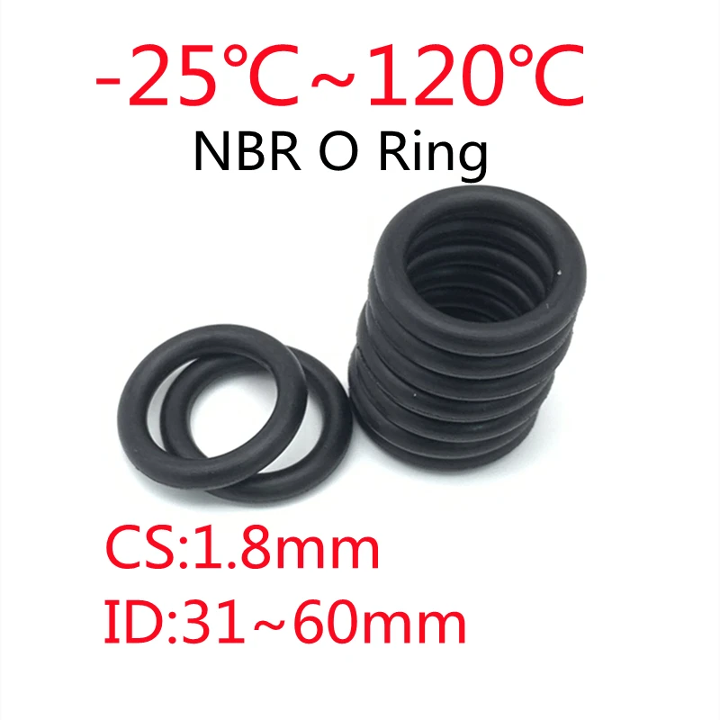 100pcs Black O Ring Gasket CS 1.8mm ID 31 ~ 60mm NBR Automobile Nitrile Rubber Round O Type Corrosion Oil Resistant Seal Washer
100pcs Black O Ring Gasket CS 1.8mm ID 31 ~ 60mm NBR Automobile Nitrile Rubber Round O Type Corrosion Oil Resistant Seal Washer