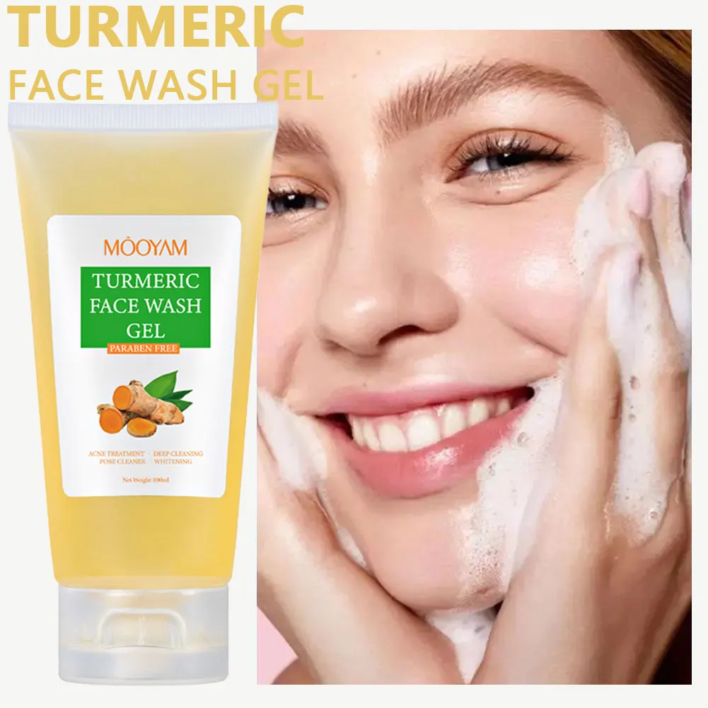 

100ML Turmeric Facial Cleanser Skin Cleansing Moisturizing Anti Acne Blackhead Remove Skincare Face Wash Foam Skin Care