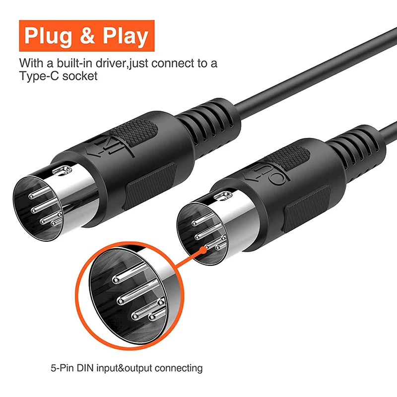 5 Pins MIDI Cable to usb USBC suitable Type-C MIDI Interface for ipad connection musical instrument Roland drum electronic drum 5 Pins MIDI Cable to usb USBC suitable Type-C MIDI Interface for ipad connection musical instrument Roland drum electronic drum
