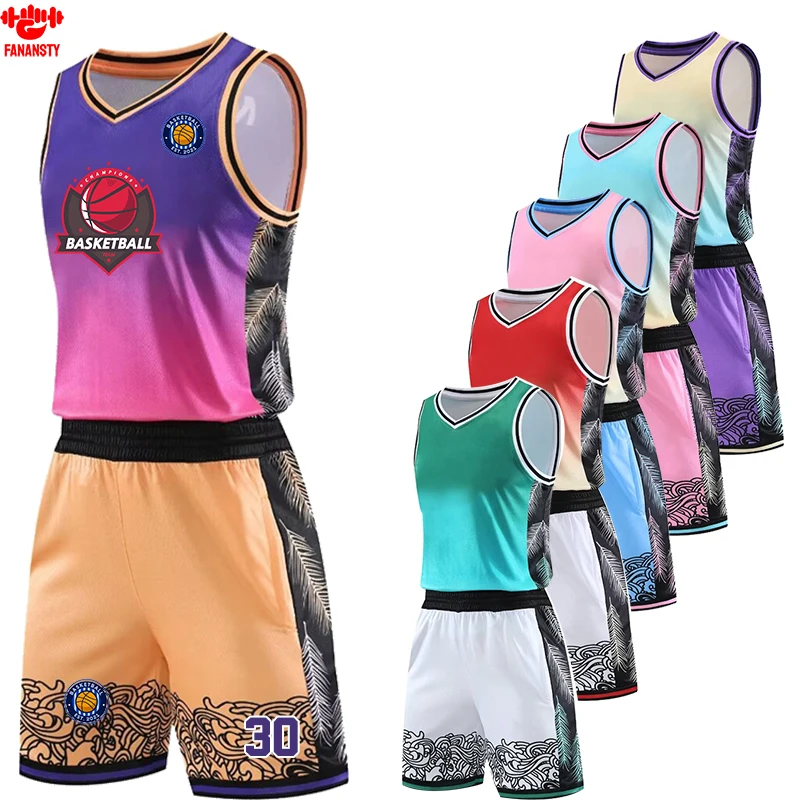 

Basketball DIY Team Set Training Sportwear Jerseys 24-25 Customize Name Number Logo Children Uniform Suits For Men Boys