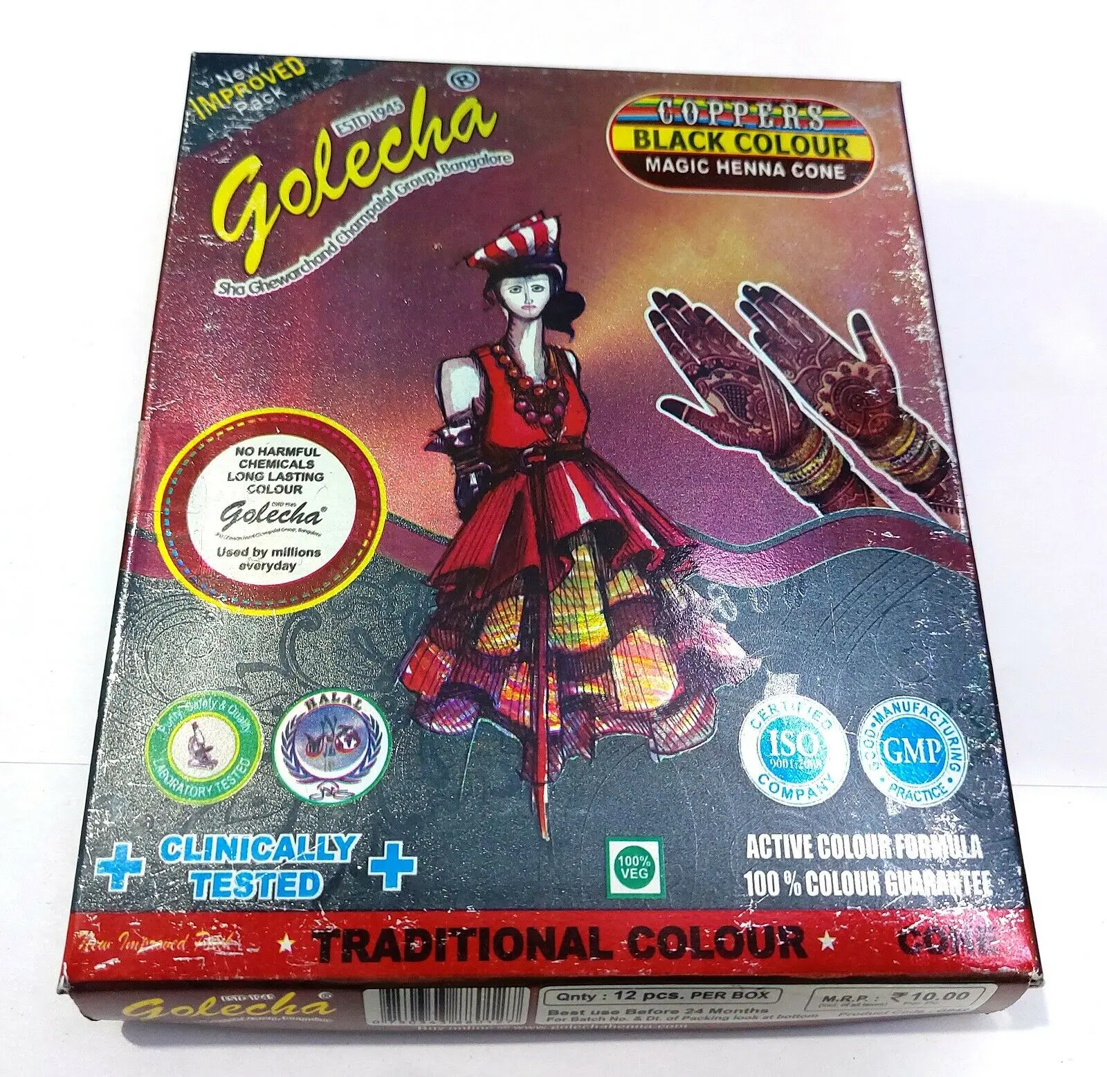Golecha Coppers Magic Henna Cone Black Dark Red Fast Colour Tattoo Indian Herbal Body Paint Art Temporary Sticker Natural Halal
Golecha Coppers Magic Henna Cone Black Dark Red Fast Colour Tattoo Indian Herbal Body Paint Art Temporary Sticker Natural Halal