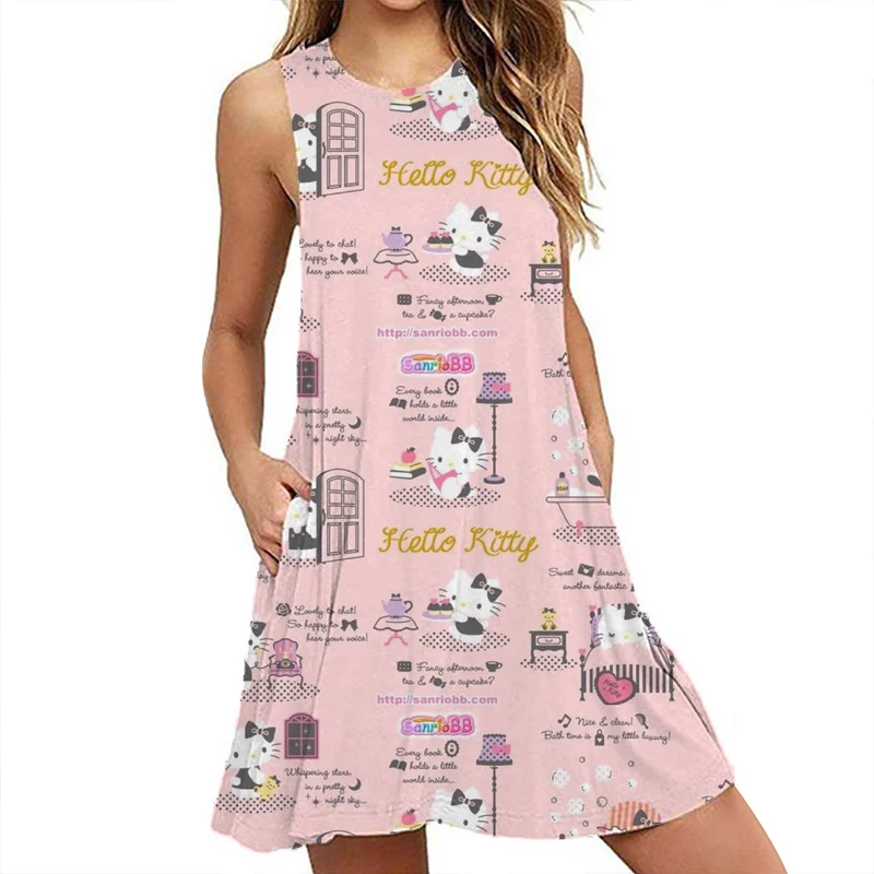 Kawaii Hello Kitty Dress Women Mini Dress Summer Casual Boho Beach Dress Women Solid Color O Neck Party Women Loose Dress
Kawaii Hello Kitty Dress Women Mini Dress Summer Casual Boho Beach Dress Women Solid Color O Neck Party Women Loose Dress