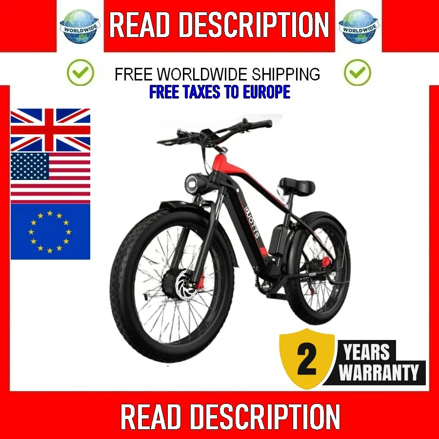 

2024 EU stock electric bicycle,LG-20AH battery, 750W*2 dual motors, 26*4.0 fat tires, off-road mountain electric bicycle, 100km