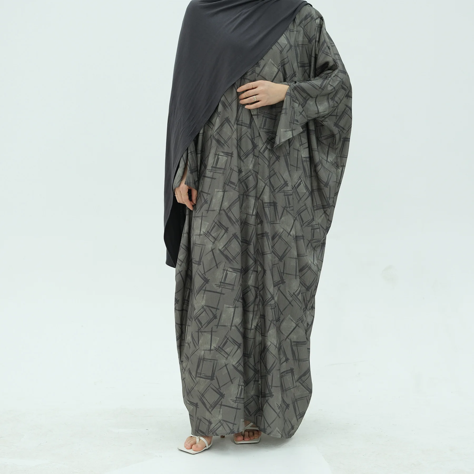 Nooré Luxury Marble Open Front Abaya Dubai Turkish Saudi Ramadan Eid Long Sleeve Modest Fashion Dress with Side Slit Cuffs Nooré Luxury Marble Open Front Abaya Dubai Turkish Saudi Ramadan Eid Long Sleeve Modest Fashion Dress with Side Slit Cuffs