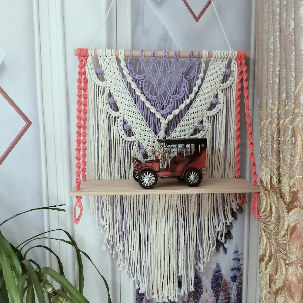 Seashell Macrame Wall Shelf - Boho Hanging Plant Display 2 Ade7e3b52b6194f4684ee23ddc3676836p