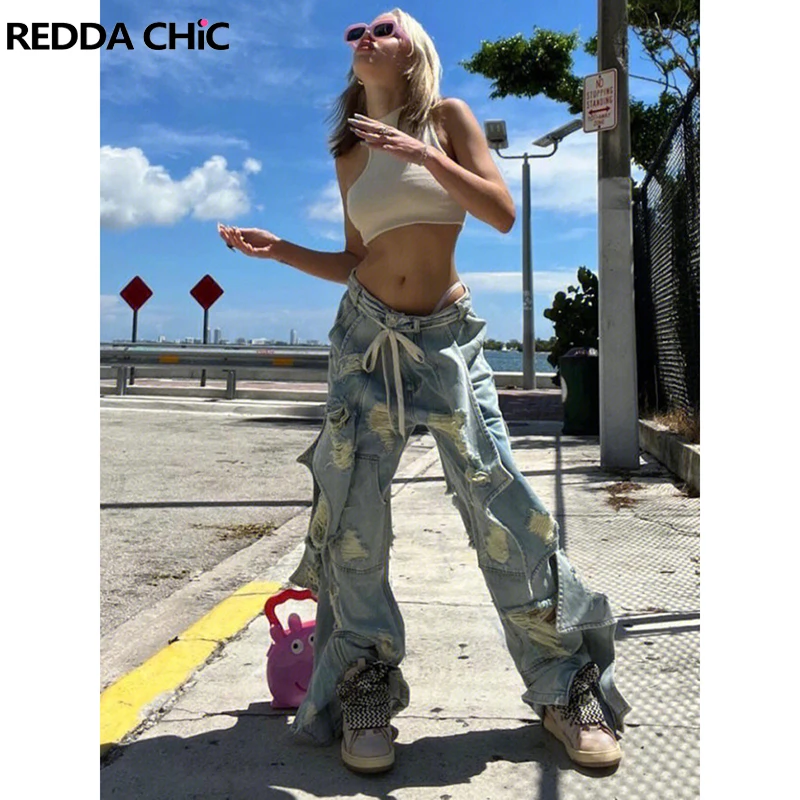 Рваные хипстерские мешковатые джинсы REDDACHiC, женские широкие брюки с вышивкой на спине и карманами Acubi, модные стильные брюки, крутые вещи
Рваные хипстерские мешковатые джинсы REDDACHiC, женские широкие брюки с вышивкой на спине и карманами Acubi, модные стильные брюки, крутые вещи