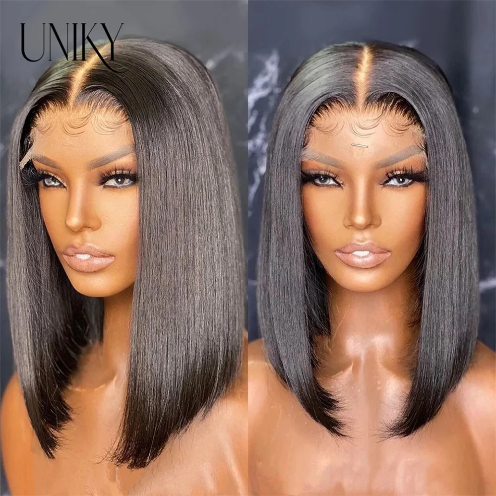 

13x4 Lace Front Short Bob Wig Straight Natural Black Human Hair Wigs for Black Women 4x4 Glueless Closure Bob Wig Brazilian Hair