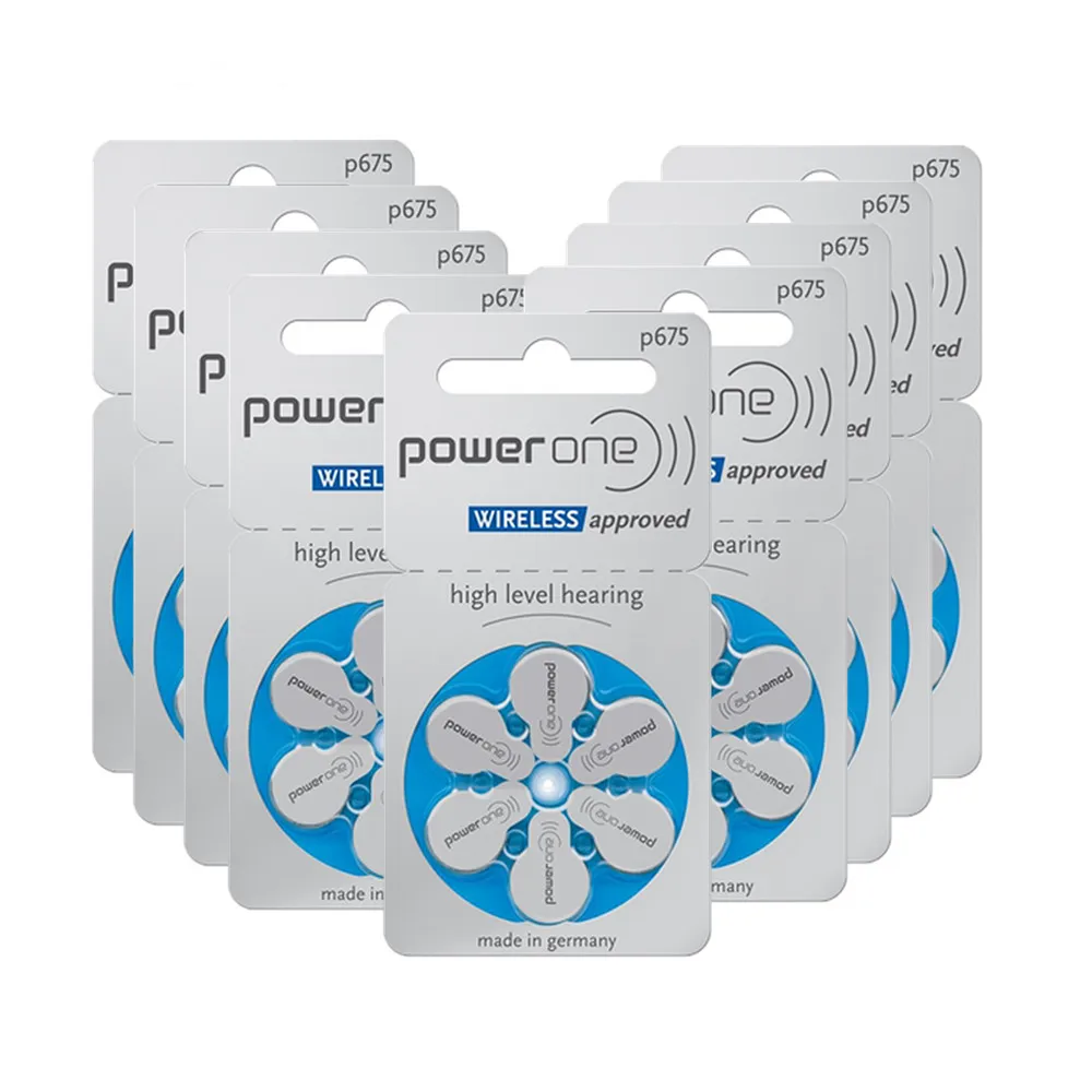 

60 PCS Powerone Zinc Air Hearing Aid Batteries 675 P675 A675 for BTE Hearing Aids