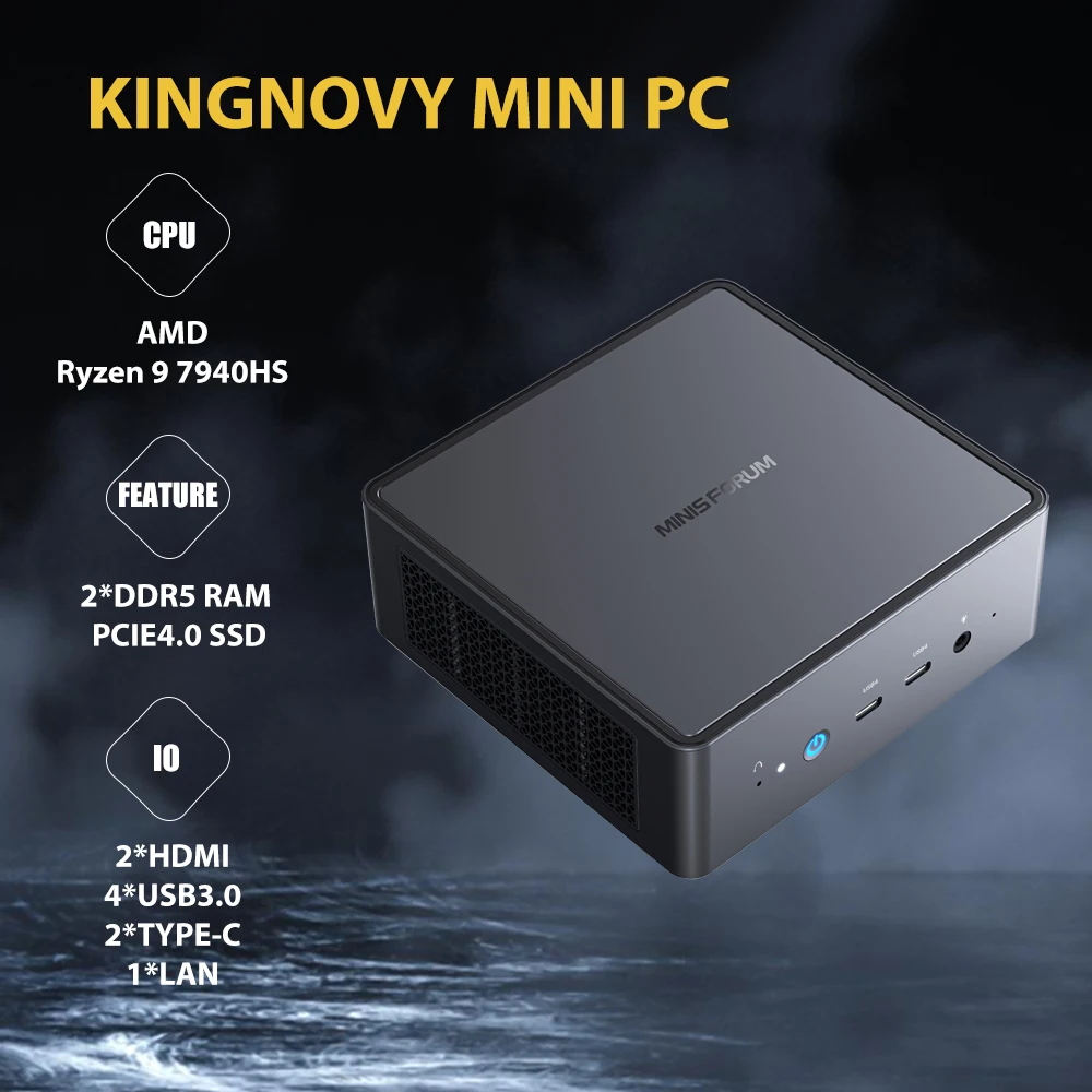 

MINISFORUM UM790 Pro XTX Mini PC AMD Ryzen 9 7940HS up to 5.2 GHz With AMD Radeon 780M 4X USB3.2 2X USB4 2x HDMI 2.1 Wi-Fi 6E