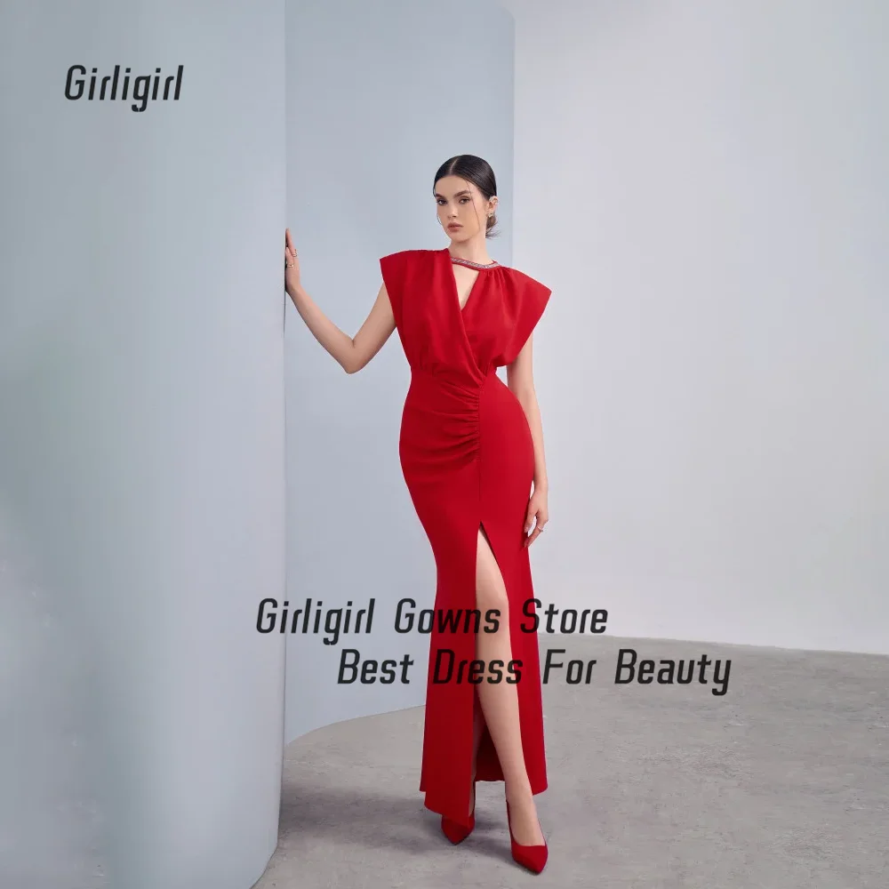 Girligirl Mermaid Evening Dress V Neck Sleeveless With High Split Fold Draped For Women Formal Occasion Gown Saudi Arabia
Girligirl Mermaid Evening Dress V Neck Sleeveless With High Split Fold Draped For Women Formal Occasion Gown Saudi Arabia