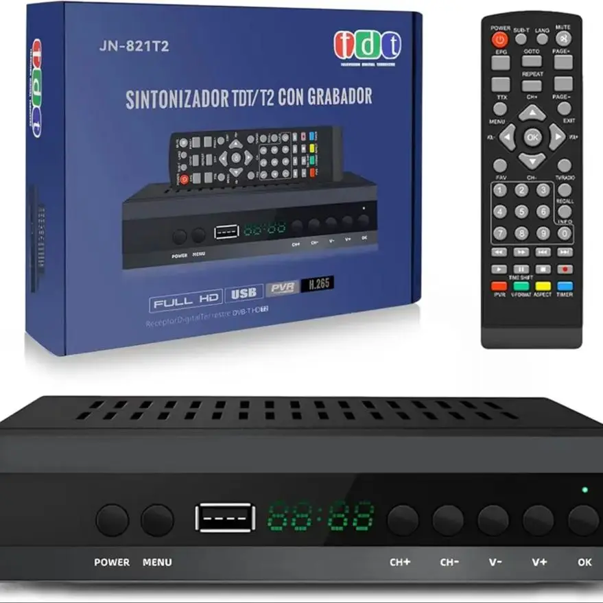 2024 New Spanish TDT decoder TV DVB-T T2 H265 HEVC FTA Full HD PVR, USB, HDMI Digital terrestrial TV tuner high-definition Digit
2024 New Spanish TDT decoder TV DVB-T T2 H265 HEVC FTA Full HD PVR, USB, HDMI Digital terrestrial TV tuner high-definition Digit