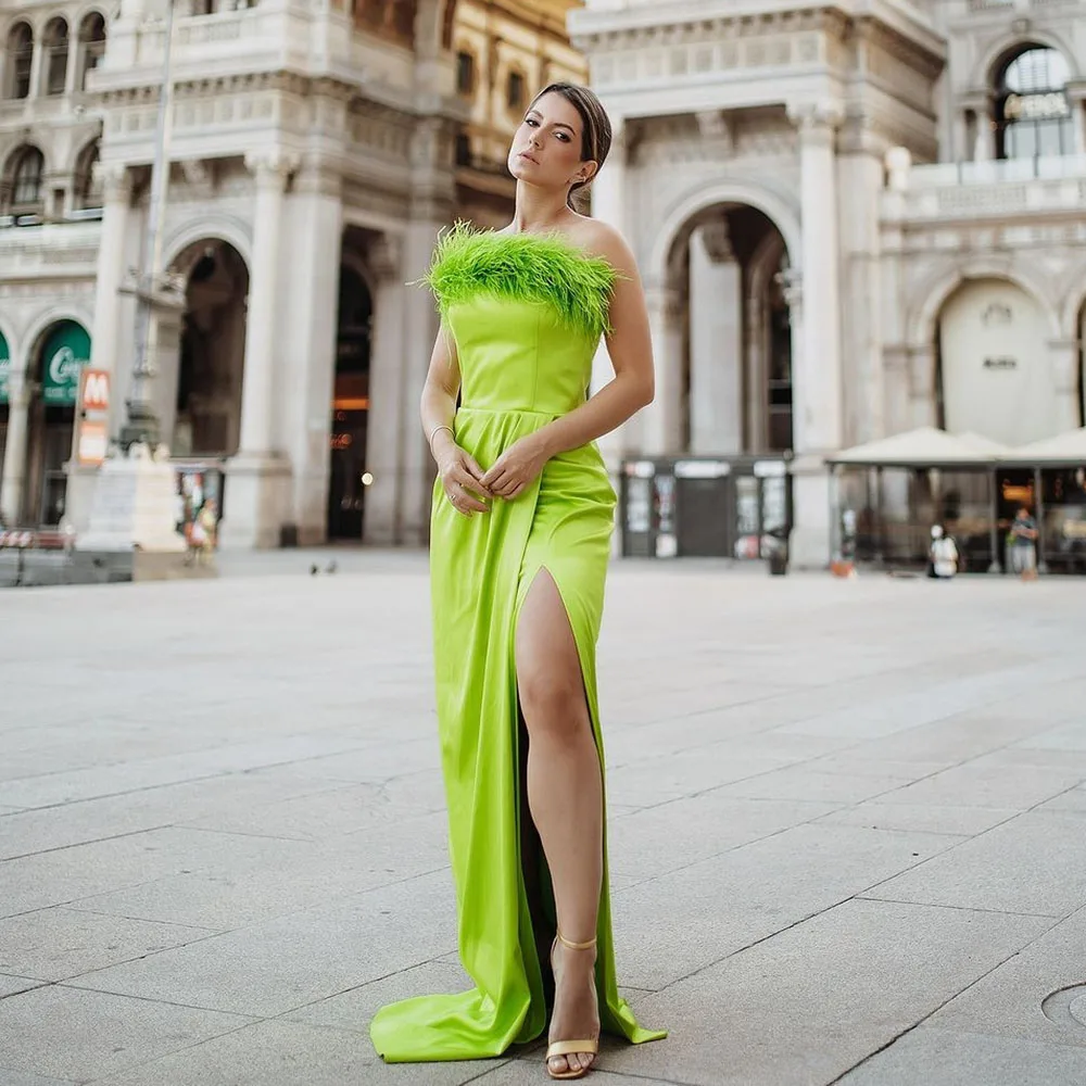 Green Feather Prom Dresses 2024 Gala Dress Mermaid Evening Dresses Sleeveless Side Split Special Occasion Formal Dress 
Green Feather Prom Dresses 2024 Gala Dress Mermaid Evening Dresses Sleeveless Side Split Special Occasion Formal Dress