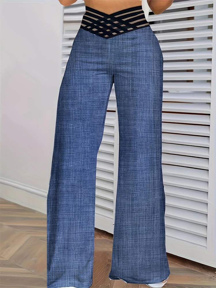 

Женские брюки-клеш с высокой талией Y2k, Элегантные повседневные офисные брюки с широкими штанинами, длинные рабочие брюки-клеш с рюшами, уличная одежда