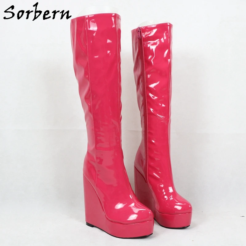

Sorbern Comfortable Knee High Boots Unisex Size 33-48 Platform Wedge Winter Style Shoes Women Custom Colors Round Toe Plus Size