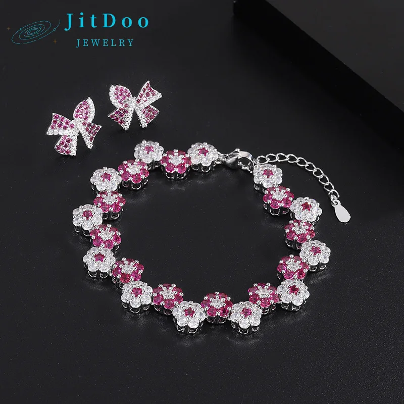 JitDoo Woman Trendy Charms Bow Stud Earrings Bracelets on Hand Red Flower Crystal Wedding Anniversary Set Luxury Dubai Jewelry
JitDoo Woman Trendy Charms Bow Stud Earrings Bracelets on Hand Red Flower Crystal Wedding Anniversary Set Luxury Dubai Jewelry