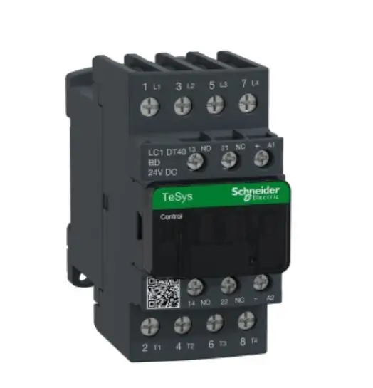LC1DT40BDC LC1-DT40BDC LC1DT40BD контактор, TeSys Deca, 4P(4 NO), AC-1, от 0 до 440 В, 40 А, стандартная катушка 24 В постоянного тока
LC1DT40BDC LC1-DT40BDC LC1DT40BD контактор, TeSys Deca, 4P(4 NO), AC-1, от 0 до 440 В, 40 А, стандартная катушка 24 В постоянного тока