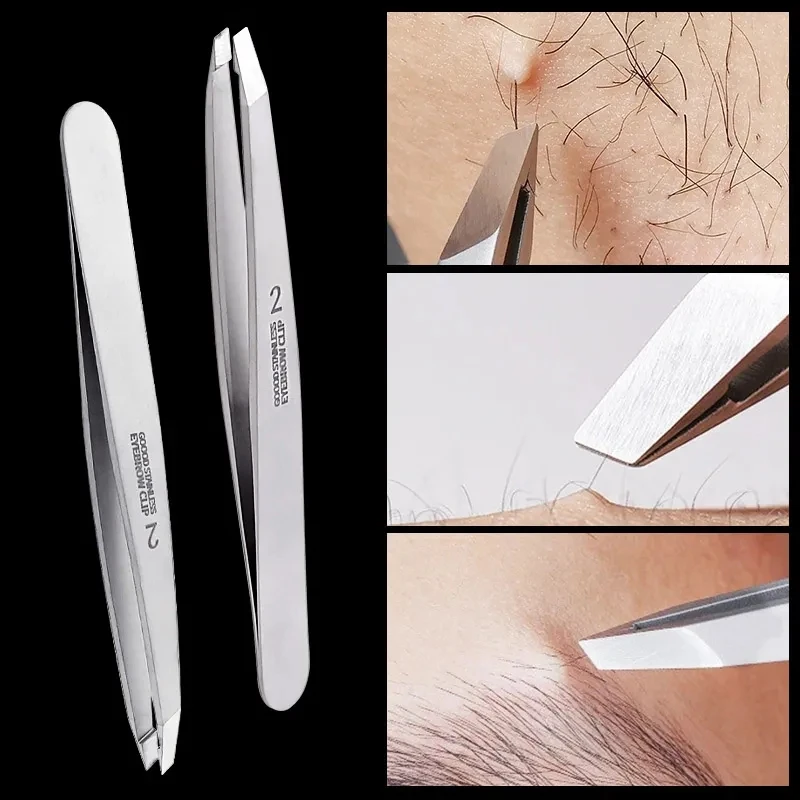 

Eyebrow Tweezer Stainless Steel Slanted Eye Brow Clips Hair Removal Makeup Tools Eyelashes Extension Double Eyelid Application