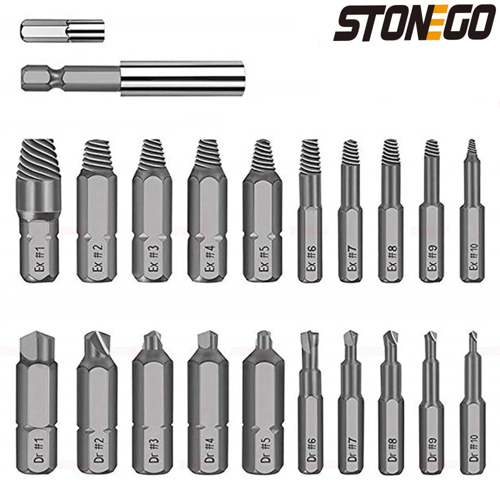 STONEGO 22Pcs/Set Damaged Screw Extractor Set for Broken Screw High Speed Steel Broken Bolt Extractor Screw Remover Kits
STONEGO 22Pcs/Set Damaged Screw Extractor Set for Broken Screw High Speed Steel Broken Bolt Extractor Screw Remover Kits