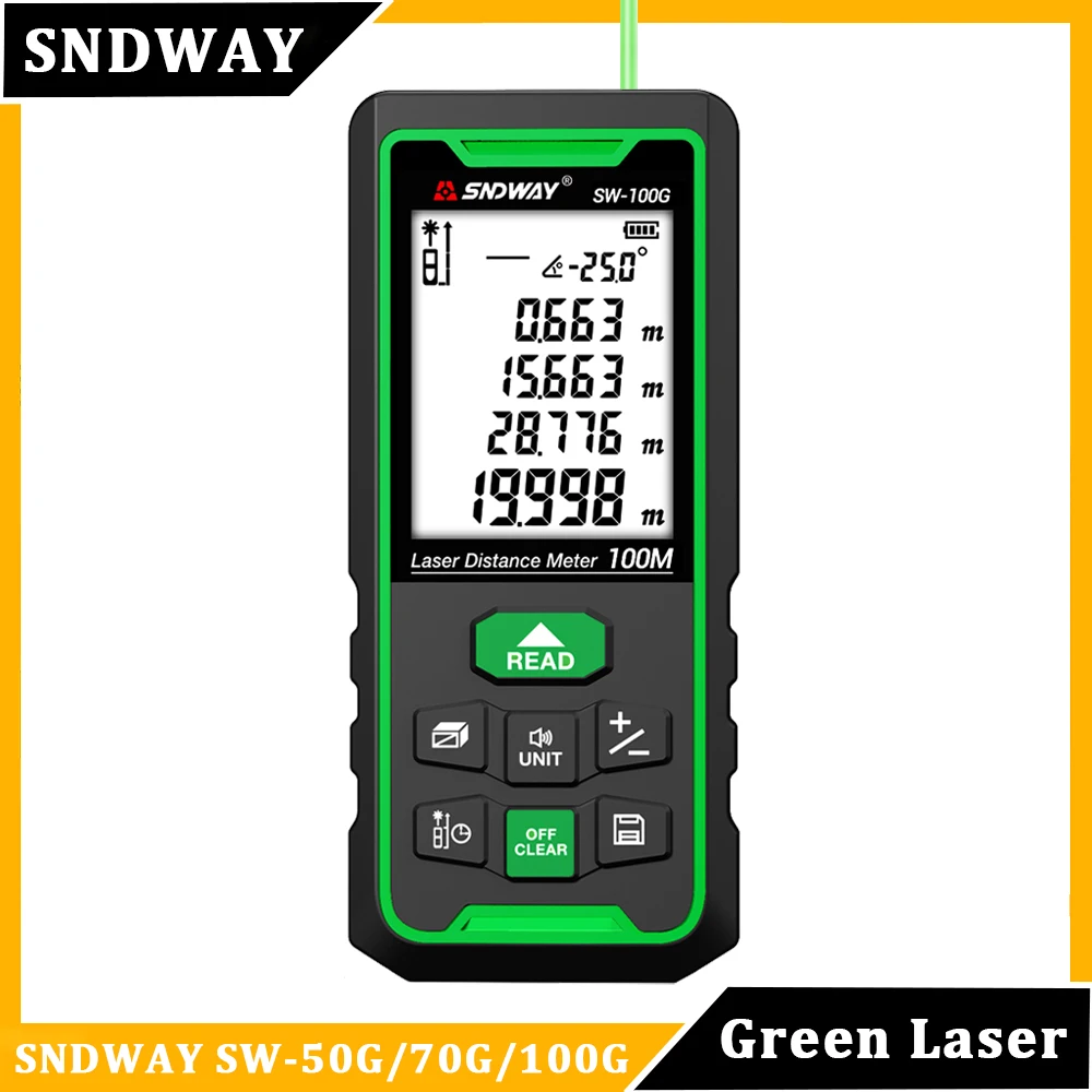 

SNDWAY Laser Distance Meter Green Light Digital Laser Rangefinder High Accuracy Professional Green Beam Laser Meter Range Finder