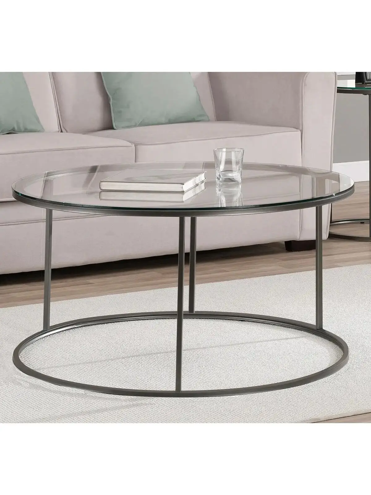 

Silver Metal Center Coffee Table Unbreakable Mirrored Glass Single Scandinavian Side Table Tea Coffee Serving Table Round Living Room Bedside Table