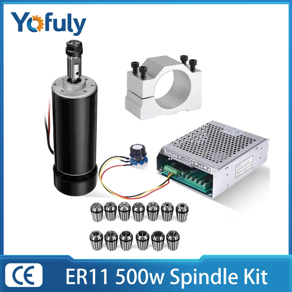 CNC 500w Spindle Motor Kit 0.5kw Air Cooled Spindle + ER11 Chuck + 52mm Clamp +Power Supply Speed Governor For Engraving Machine
CNC 500w Spindle Motor Kit 0.5kw Air Cooled Spindle + ER11 Chuck + 52mm Clamp +Power Supply Speed Governor For Engraving Machine
