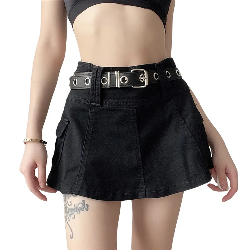 Generic Xingqing Y2k Dark Academia Aesthetic Low Waist Denim Skirt Star